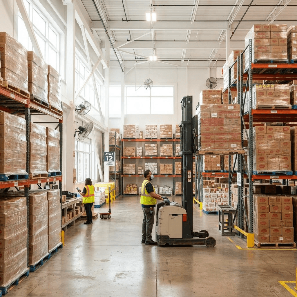 Warehouse fulfilment with pallets and logistics operations for bulk B2B orders
